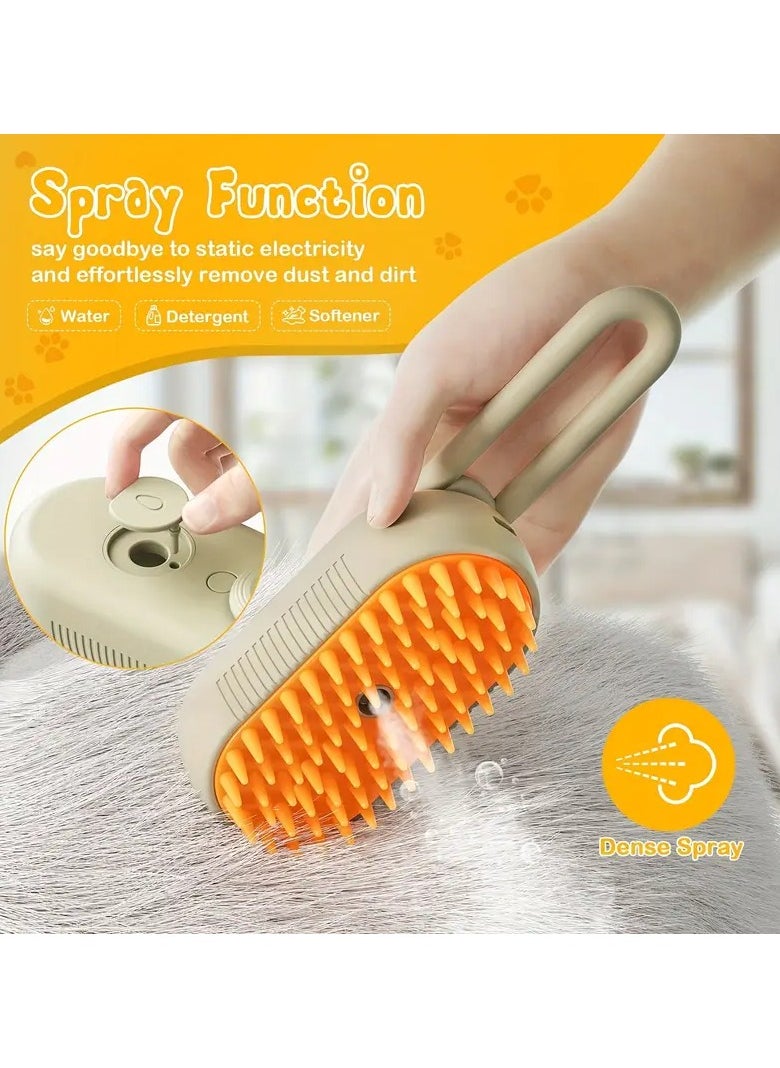 Goolsky Steamy Cat Brush, 3 In 1 Cat Steamy Brush, Cat Brush Massaging Comb, USB Recharging Pet Grooming Comb Hair Removal Combs Pet Supplies  - Image 1