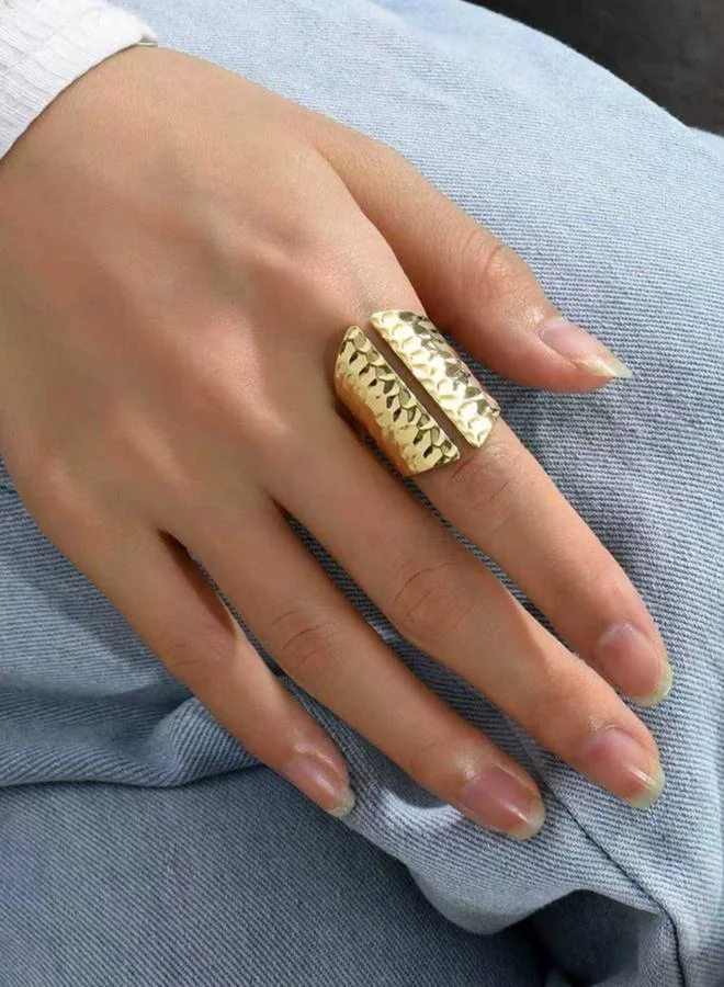 Take Two Take Two Hammered Gold Tone Cuff Ring