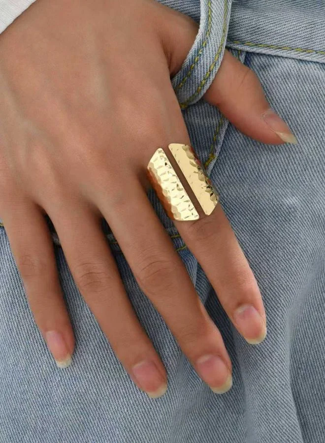 Take Two Take Two Hammered Gold Tone Cuff Ring
