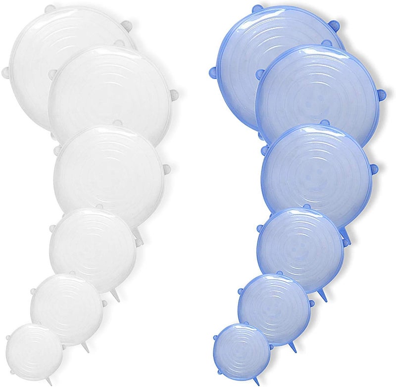 EUGLE MART Eugle Mart Silicone Stretch Lids Silicone Stretch Lids and Food Covers BPA-Free Food Grade Silicone Eco-Friendly Reusable Durable and Expandable Lids Various Sizes and Shapes Cover, 12 Pack  - Image 1