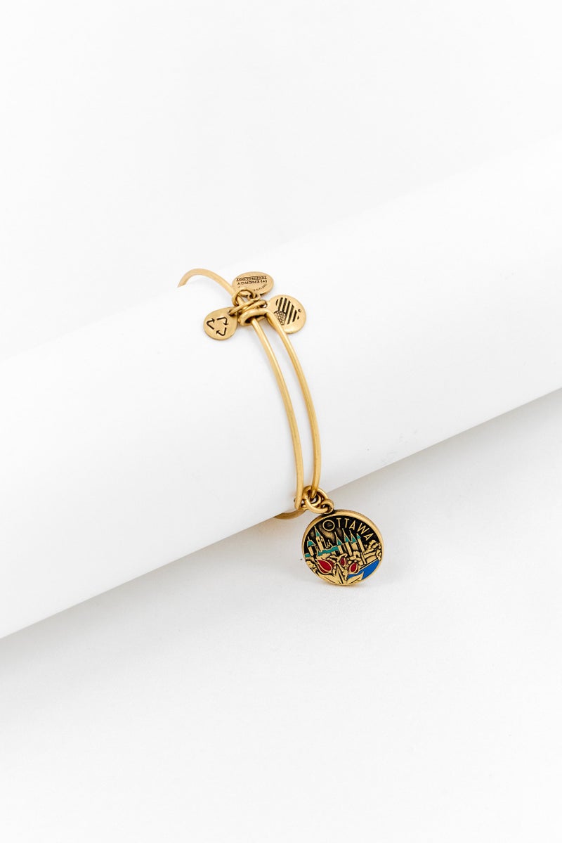ALEX AND ANI Women Ottawa Charm Rafaelian Bangle Bracelet, Gold  - Image 1