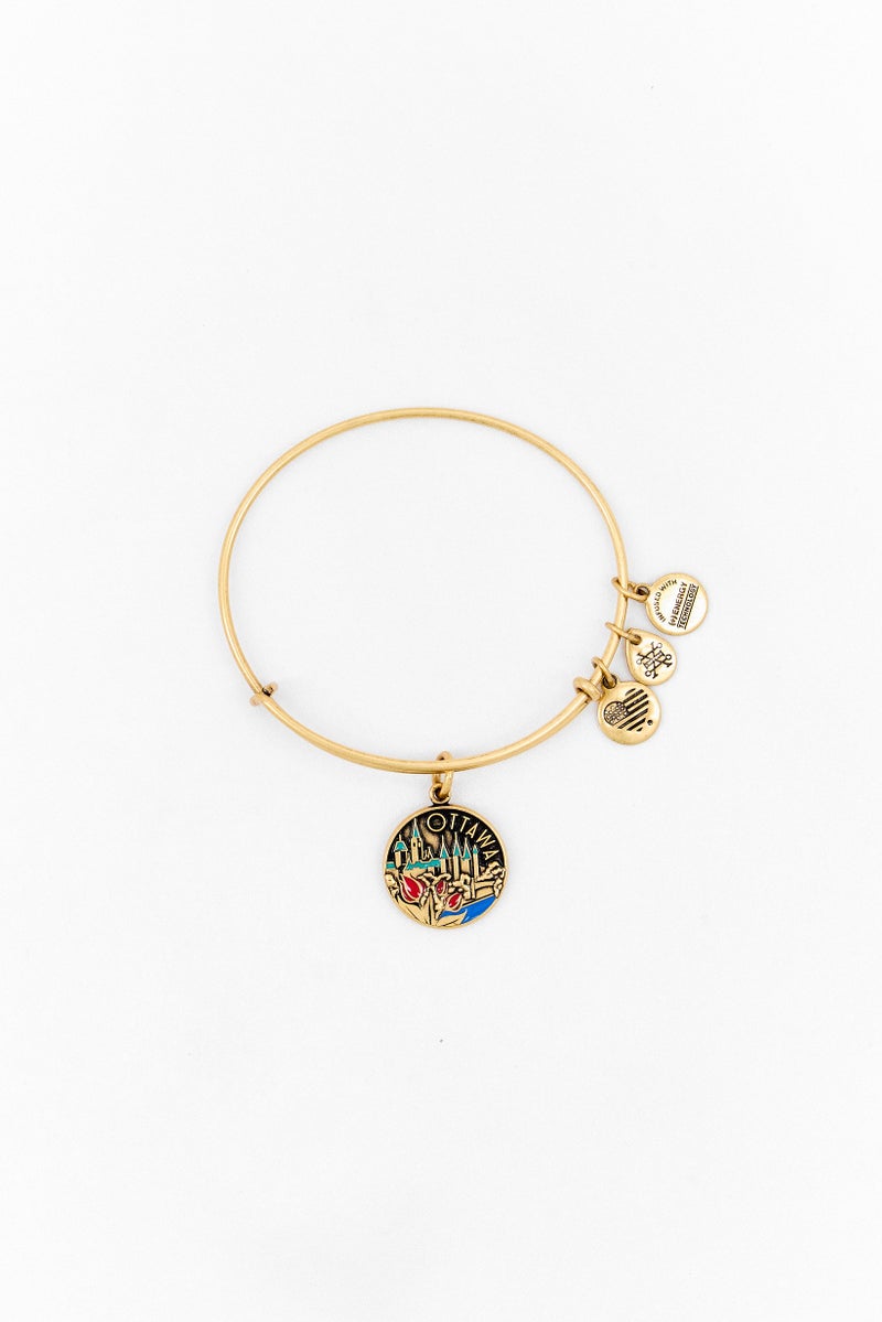 ALEX AND ANI Women Ottawa Charm Rafaelian Bangle Bracelet, Gold  - Image 2