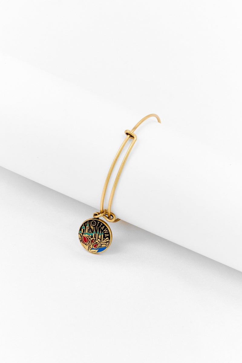 ALEX AND ANI Women Ottawa Charm Rafaelian Bangle Bracelet, Gold  - Image 3