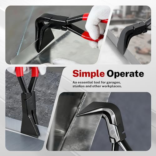 BILITOOLS 3-Piece Hand Seamer Sheet Metal Tools, Sheet Metal Bending Pliers Set Straight, 45° & 90° Bending Tool Comfort with Grip Handle - Image 3