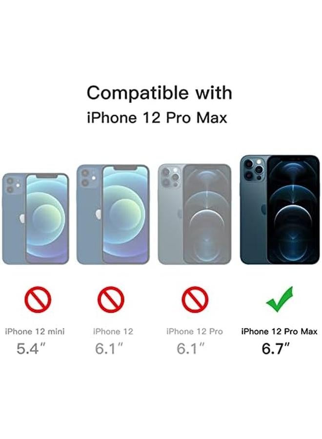 جي تيك جراب مغناطيسي لهاتف Iphone 12 Pro Max مقاس 6.7 بوصة متوافق مع Magsafe، غطاء خلفي شفاف غير لامع رفيع مقاوم للصدمات، أزرق - Image 2