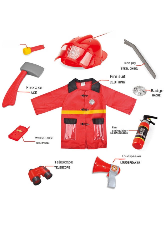 Firefighter Toy Set Children's Role-play Early Education Tools Science Education Props Simulation Firefighting Suit-Color:Double-sided Sound And Light Warning Sign - Image 2