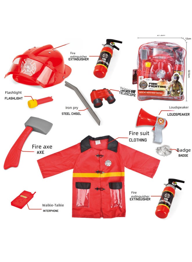 Firefighter Toy Set Children's Role-play Early Education Tools Science Education Props Simulation Firefighting Suit-Color:Double-sided Sound And Light Warning Sign - Image 3