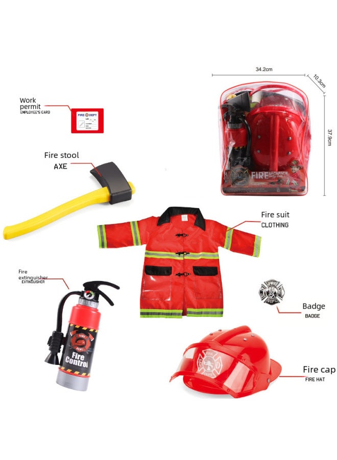 Firefighter Toy Set Children's Role-play Early Education Tools Science Education Props Simulation Firefighting Suit-Color:Double-sided Sound And Light Warning Sign - Image 4