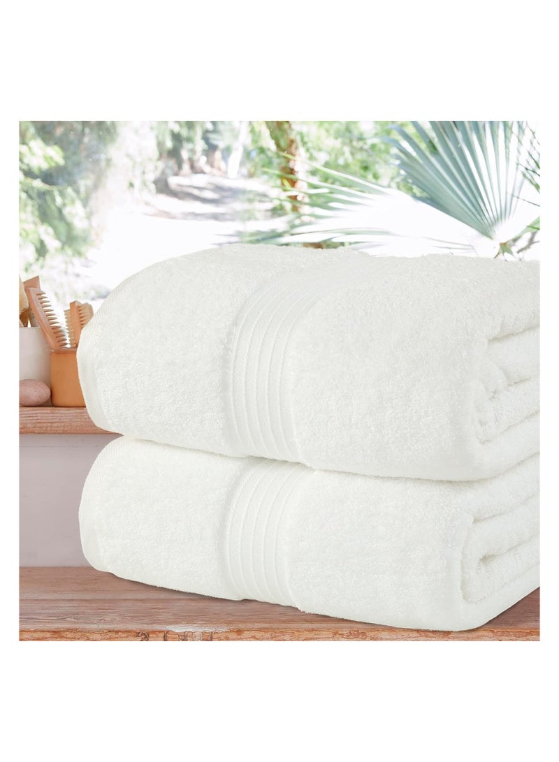 COMFY SET OF 2 600 GSM WHITE HIGHLY ABSORBENT JUMBO BATH & SPA SHEET TOWEL - Image 1