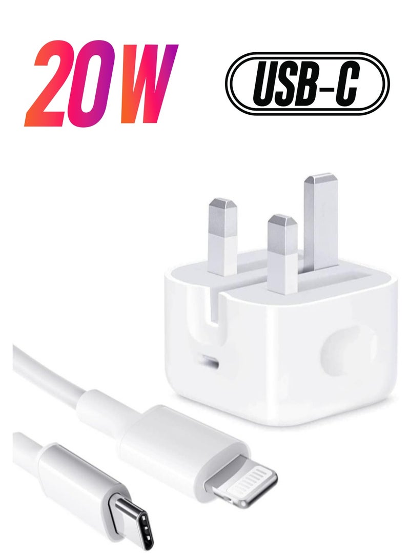 ELTRAZONE 【MFi Certified】 iPhone 20W Charger Plug and 2M USB C to Lightning Cable PD Fast Charger USB C Plug Data Lead Compatible with iPhone 14/14 Plus/14 Pro/14 Pro Max/13/12/11/11 Pro/XS Max/XR/X/8/7/iPad  - Image 1