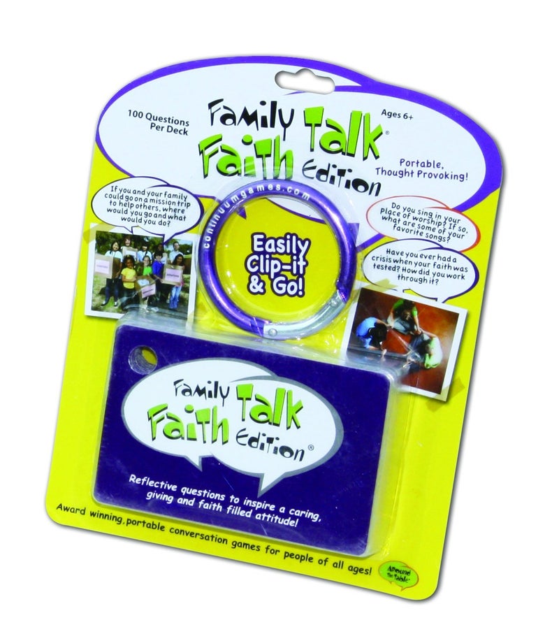 Continuum Games Family Talk Faith Edition by Around the Table Games - Portable, Meaningful Conversation Starters Blue - Image 4