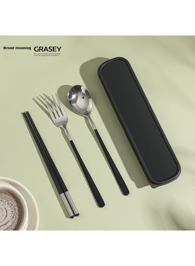 GRASEY Guangyi 316 Stainless Steel Spoon And Fork Alloy Chopsticks Set, Portable Cutlery Box For Students And Travel, Four-piece Set Gy8839 - Image 1