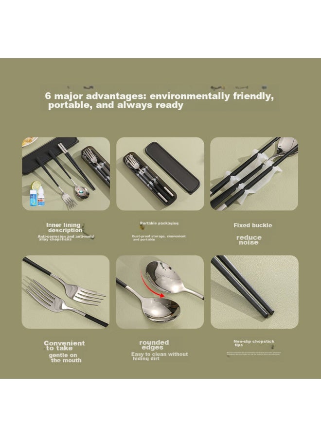 GRASEY Guangyi 316 Stainless Steel Spoon And Fork Alloy Chopsticks Set, Portable Cutlery Box For Students And Travel, Four-piece Set Gy8839 - Image 2