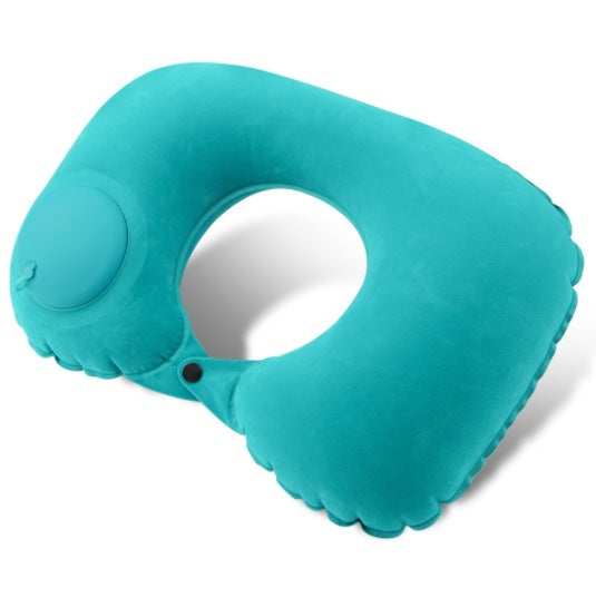 Inflatable U-Shaped Neck Pillow for TravelFlocking U-pillow peacock blue Flocking U-pillow peacock blue 