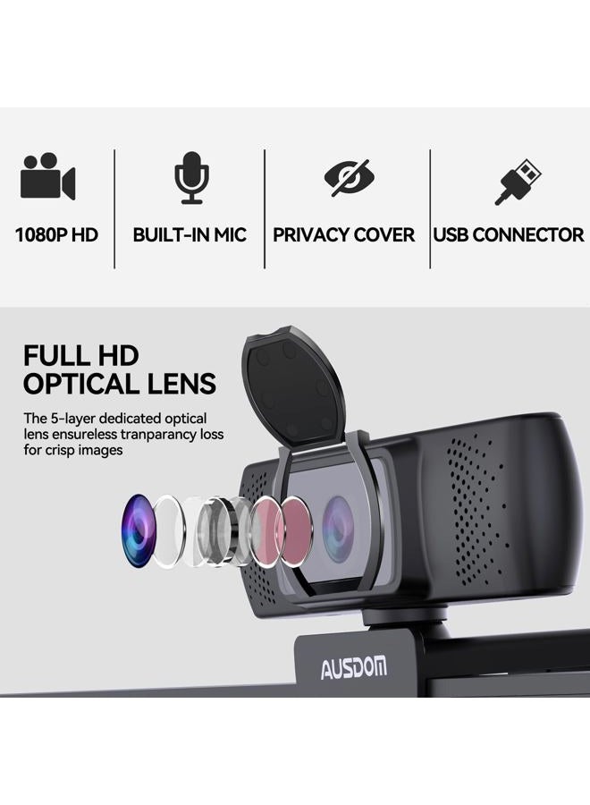 AUSDOM Business Webcam for PC AF640 Full HD 1080p/30fps Video Calling Autofocus Web Camera with Microphone 90° Wide-Angle View for Desktop/Laptop/Mac Works with Skype Zoom WebEx Lync - Image 4