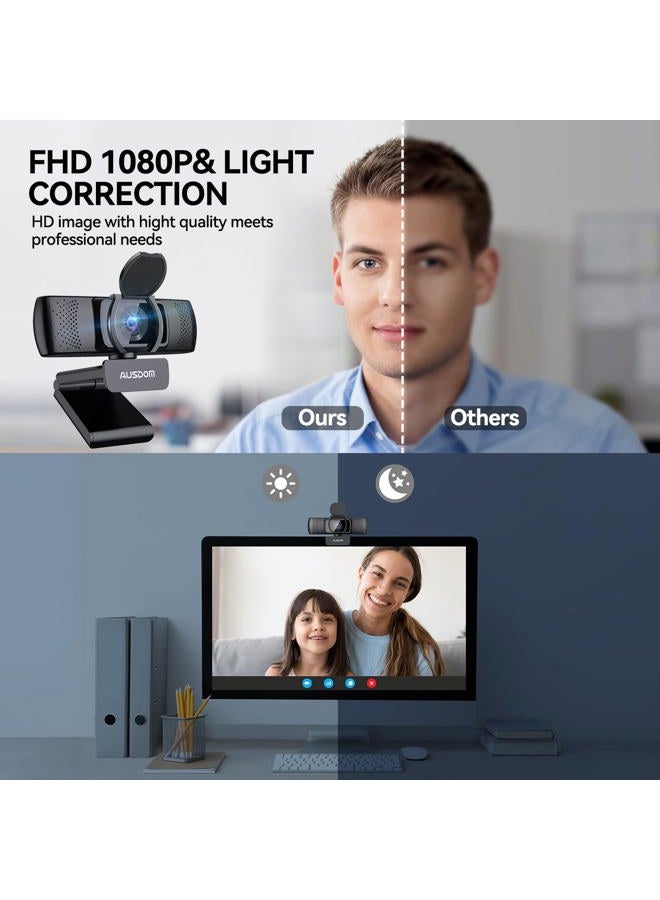AUSDOM Business Webcam for PC AF640 Full HD 1080p/30fps Video Calling Autofocus Web Camera with Microphone 90° Wide-Angle View for Desktop/Laptop/Mac Works with Skype Zoom WebEx Lync - Image 2