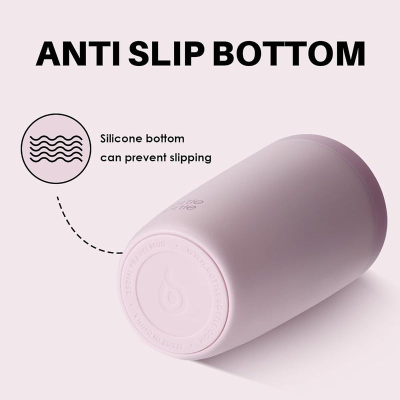 bottle bottle Insulated Travel Mug, Stainless Steel, 350ml, Push Button Lid, Keeps Cold for 12 Hours, Keeps Hot for 8 Hours, Stylish Design (Pink) - Image 5