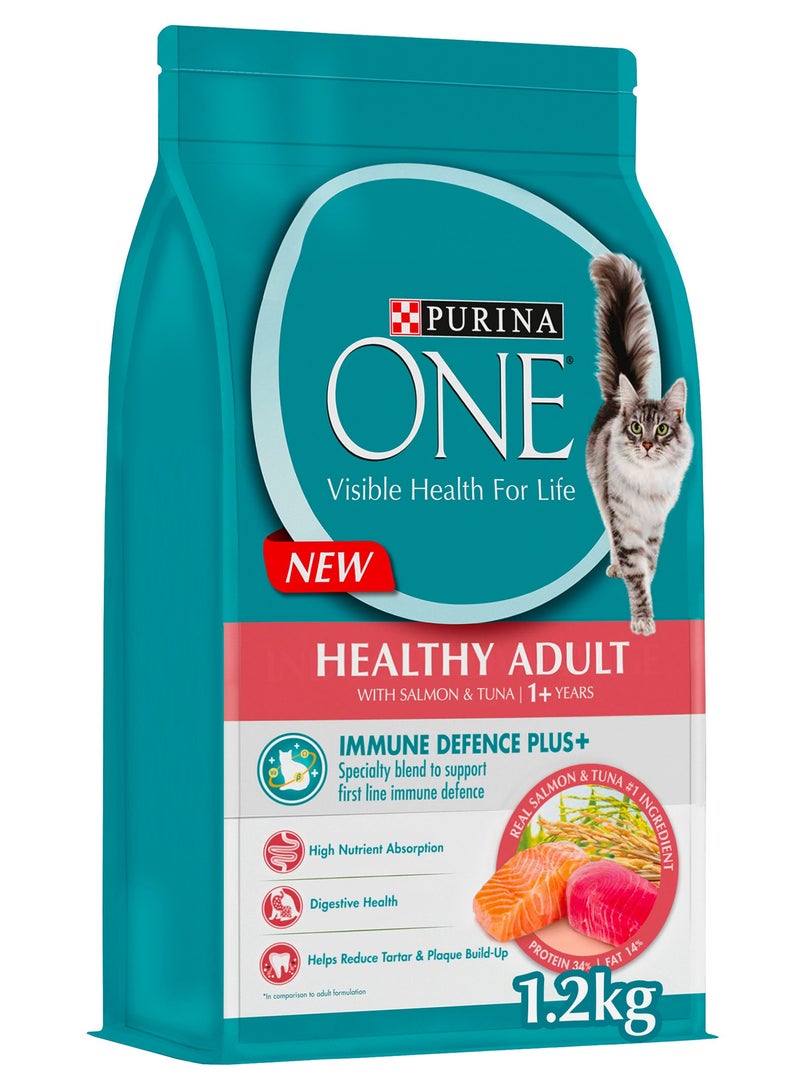 بورينا طعام جاف للقطط الصحية البالغة سمك السلمون والتونة 1.2كجم - Image 1