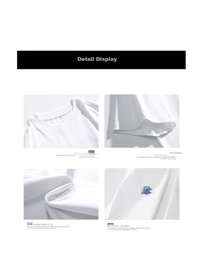 Clor Short-sleeve Men's Trendy Printed Summer Breathable Casual Top, Pure Cotton Lightweight Loose T-shirt For Women, C008 White M - Image 3
