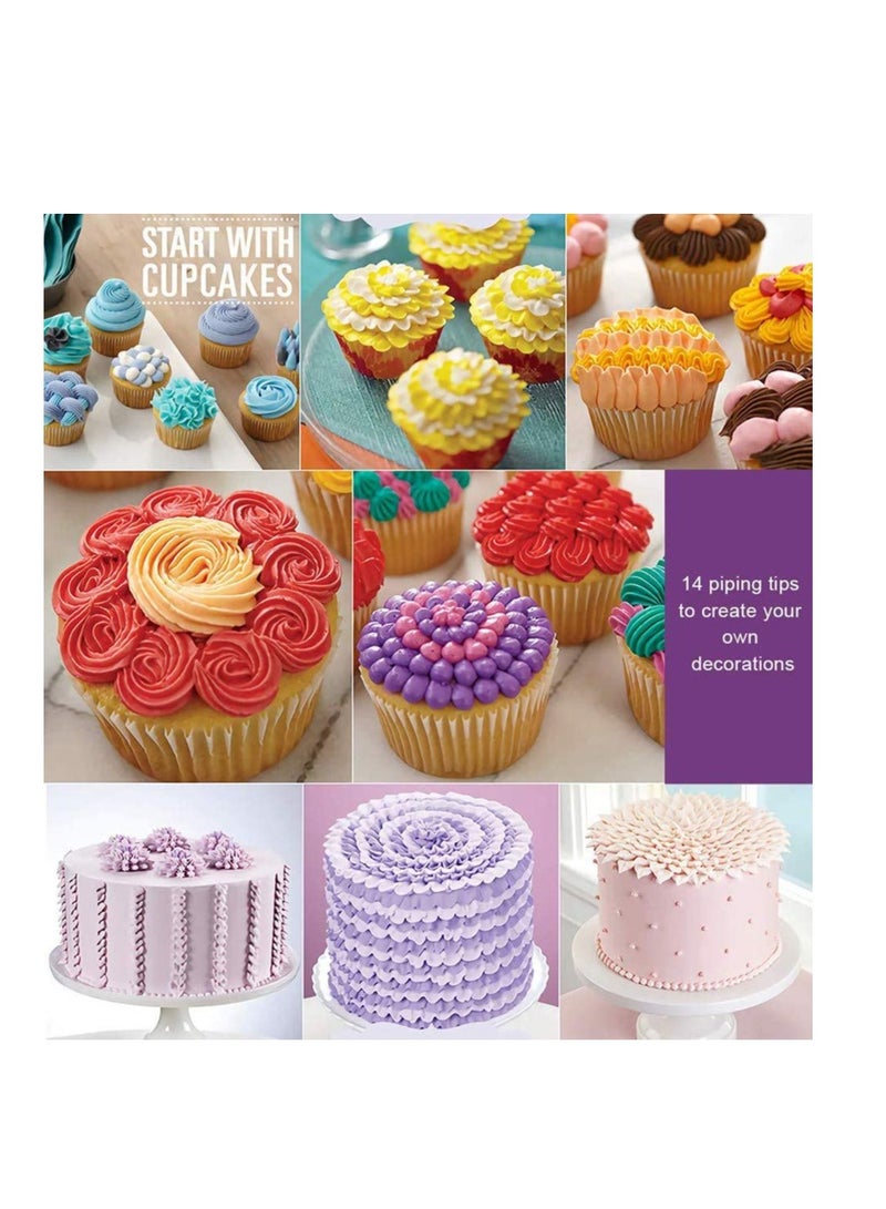 SYOSI SYOSI Cake Decorating Supplies Kit 14 Icing Piping Tips Nozzles 8 Reusable Silicone Pastry Bags 2 Couplers Couplers Baking Cupcakes Cookies Candy Supplies Tool 24 Pieces - Image 2