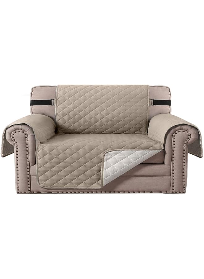 إيروريكس غطاء أريكة مقاوم للماء، غطاء أريكة قابل للعكس، غطاء أريكة مقاوم للماء مع أعواد إسفنجية وأشرطة مرنة لحماية الأثاث للحيوانات الأليفة والأطفال والكلاب والقطط والكاكي ذو المقعدين - Image 1