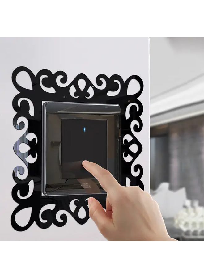 Black Floral Acrylic Switch Wall Stickers 6pcs Self Adhesive Glossy Square Decor - Image 5