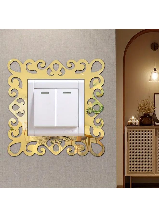 Black Floral Acrylic Switch Wall Stickers 6pcs Self Adhesive Glossy Square Decor - Image 3