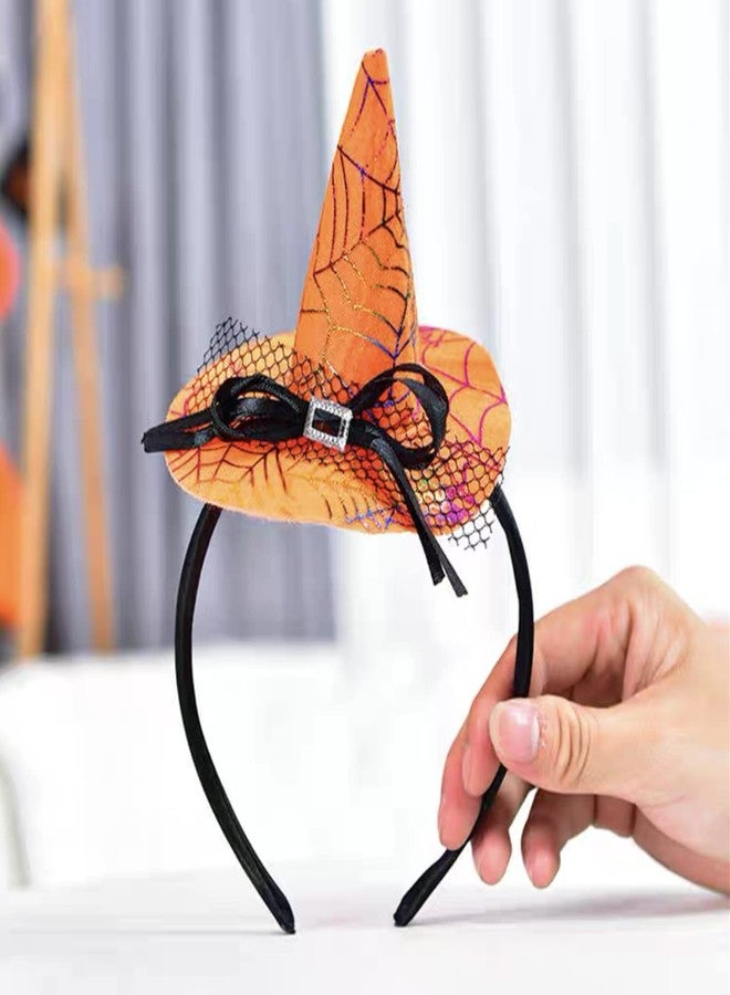 Dzrige Halloween Witch Hat Headband Witch Spider Web Headwear Witch Hat Headpiece Accessories for Halloween Party Cosplay (Orange) - Image 3