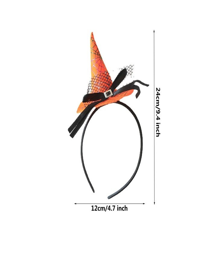 Dzrige Halloween Witch Hat Headband Witch Spider Web Headwear Witch Hat Headpiece Accessories for Halloween Party Cosplay (Orange) - Image 2