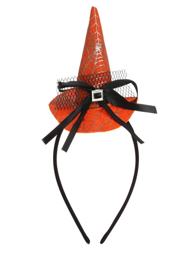 Dzrige Halloween Witch Hat Headband Witch Spider Web Headwear Witch Hat Headpiece Accessories for Halloween Party Cosplay (Orange) - Image 1