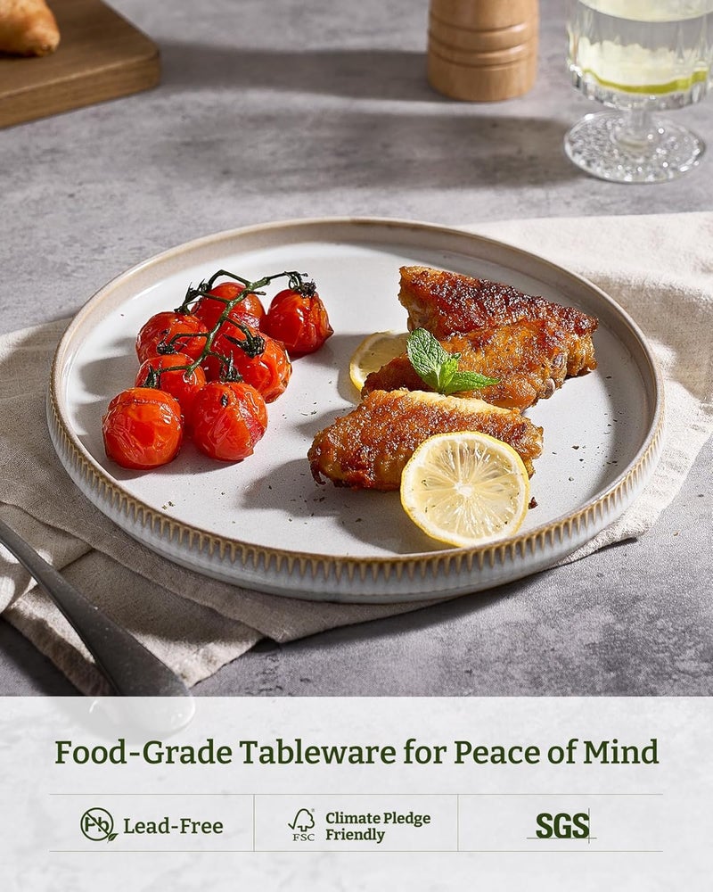 famiware Star Dinner Plates Set for 6, 10-Inch Scratch Resistant Stoneware, Cappuccino White - Image 5