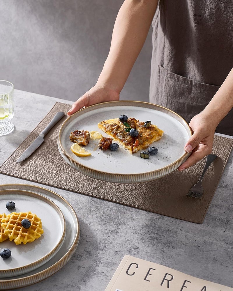 famiware Star Dinner Plates Set for 6, 10-Inch Scratch Resistant Stoneware, Cappuccino White - Image 2
