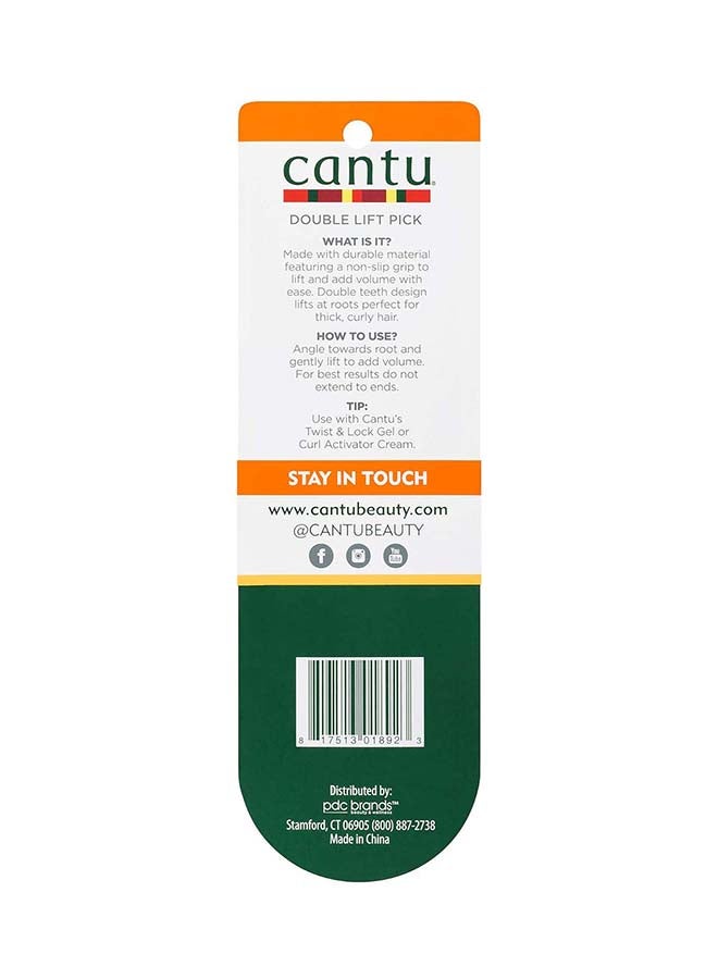 Cantu Sturdy Double Lift Pick 1 Count - Professional Grade Plastic Formula Adds Volume & Lift to Curls, Gentle on All Hair Types Grey - Image 2