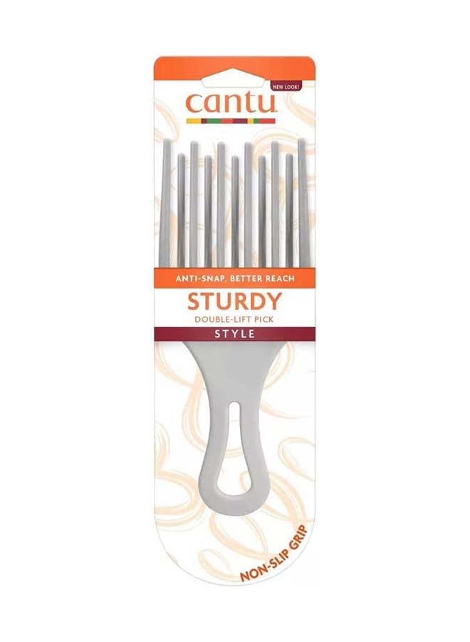 Cantu Sturdy Double Lift Pick 1 Count - Professional Grade Plastic Formula Adds Volume & Lift to Curls, Gentle on All Hair Types Grey - Image 1