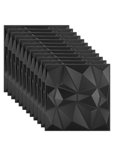 12 PCS 3D Wall Panels 3D Diamond Texture Wall Panels PVC Wallpaper Panels Wall Decoration Covering 50x50CM Black