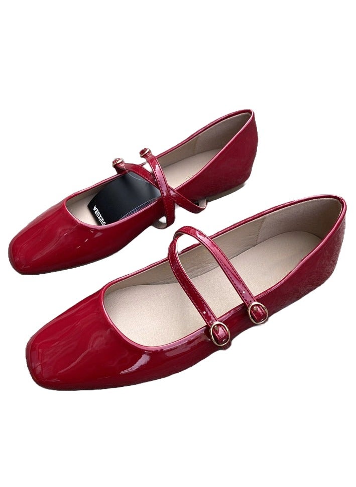 2024 Fashion Flat Mary Jane Womens Shoes red - Image 1