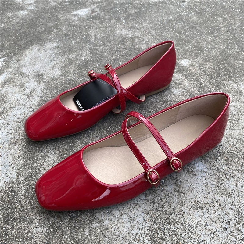 2024 Fashion Flat Mary Jane Womens Shoes red - Image 2