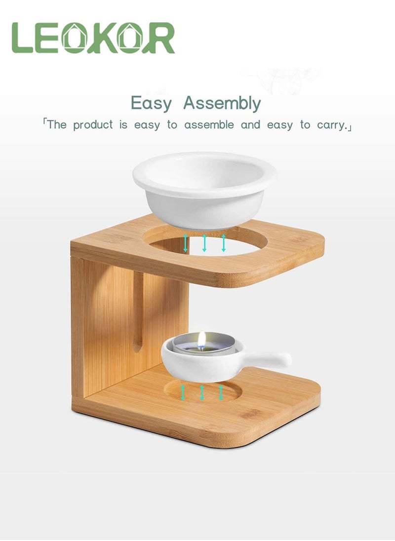 LEOKOR 2 Pack Wood Tea Light Candle Holder, Essential Oil Burner Candle Aroma Diffuser with Candle Spoon, Suitable for Spa Yoga Meditation  - Image 3