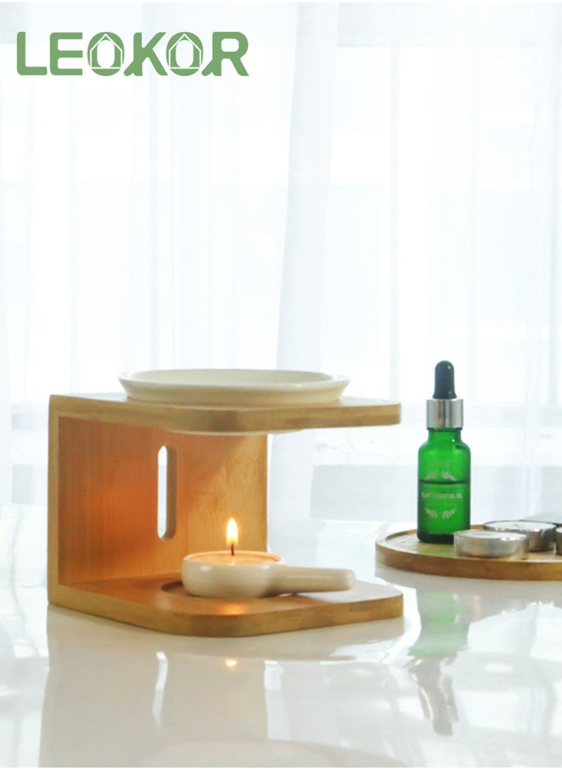 LEOKOR 2 Pack Wood Tea Light Candle Holder, Essential Oil Burner Candle Aroma Diffuser with Candle Spoon, Suitable for Spa Yoga Meditation  - Image 5