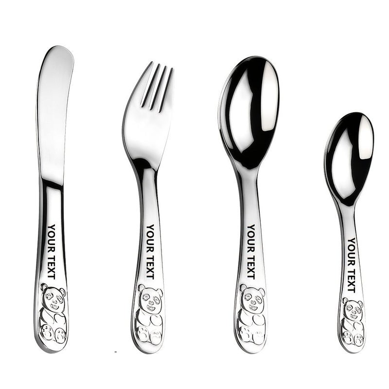 Personalized 304 Stainless Steel Tableware Set 4pcs With Knives Forks Spoons Food Grade Teddy Bear Three Dimensional Handle Corrosion Resistant And Rust Resistant For Household Tableware - Image 1