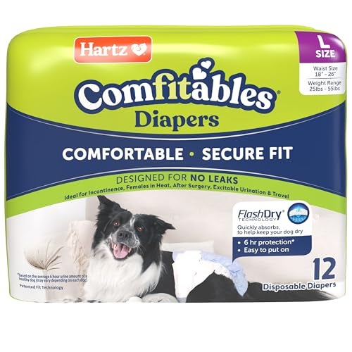Hartz Comfitables Disposable Dog Diapers Size Large 12 Count Comfortable Secure Fit Easy to Put On Super Absorbent Male and Female Diaper - Image 1