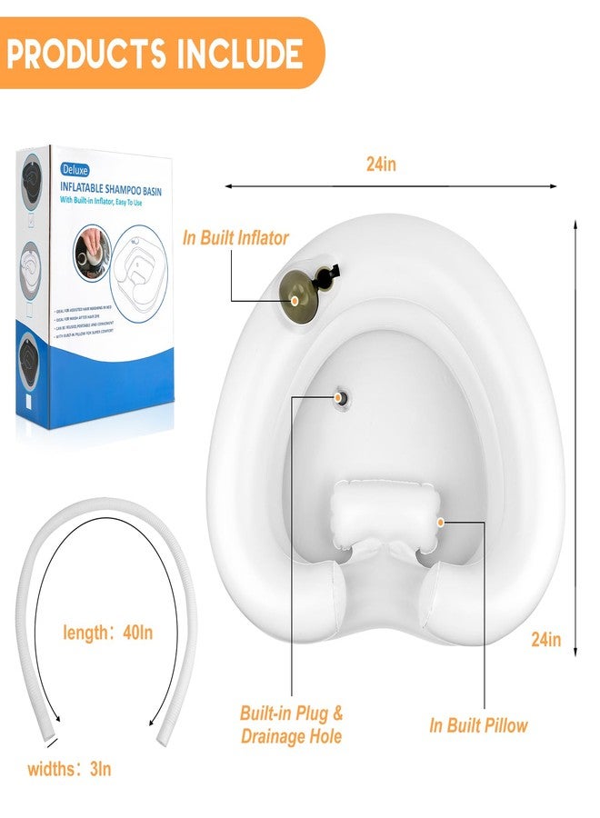 Samlomi Portable Hair Washing Station- Hair Washing Basin for Bedridden, Inflatable Shampoo Bowl Newly Upgraded No Need for Pump,The Perfect for Locs Detox（Heart Shape-White） - Image 2