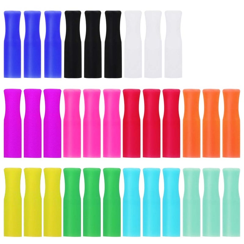 accmor 33Pcs Reusable Silicone Straws Tips Multicolor Food Grade Covers Only Fit for 14 Inch Wide6MM Out diameter Stainless Steel Straws Tips by Accmor 