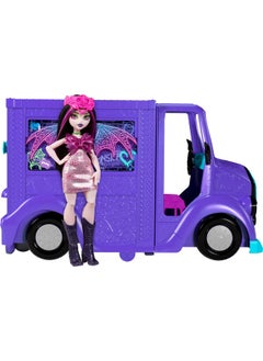 MONSTER HIGH Draculaura Doll & Playset, Fangtastic Rockin’ Food Truck With Pullout Stage Transformation & 13+ Food & Music Themed Accessories  - Image 1