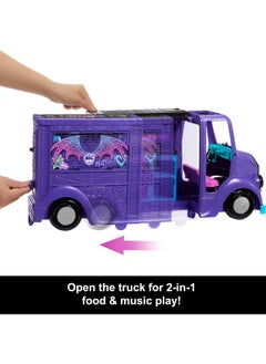 MONSTER HIGH Draculaura Doll & Playset, Fangtastic Rockin’ Food Truck With Pullout Stage Transformation & 13+ Food & Music Themed Accessories  - Image 3
