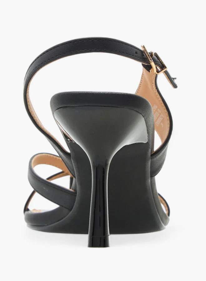 Flora Bella By Shoexpress Cut-Out Detail Sandals with Flared Heel and Hook and Loop Closure