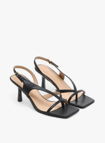 Flora Bella By Shoexpress Cut-Out Detail Sandals with Flared Heel and Hook and Loop Closure