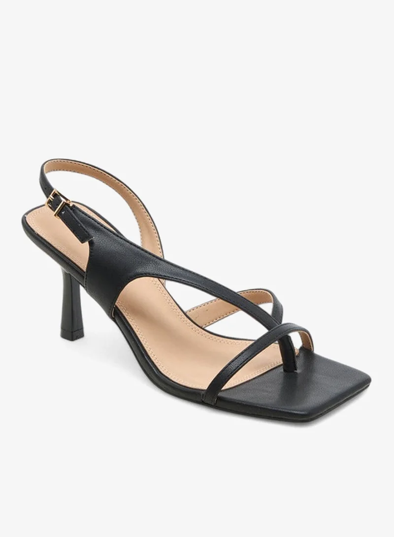 Flora Bella By Shoexpress Cross Strap Sandals with Flared Heel and Buckle Closure