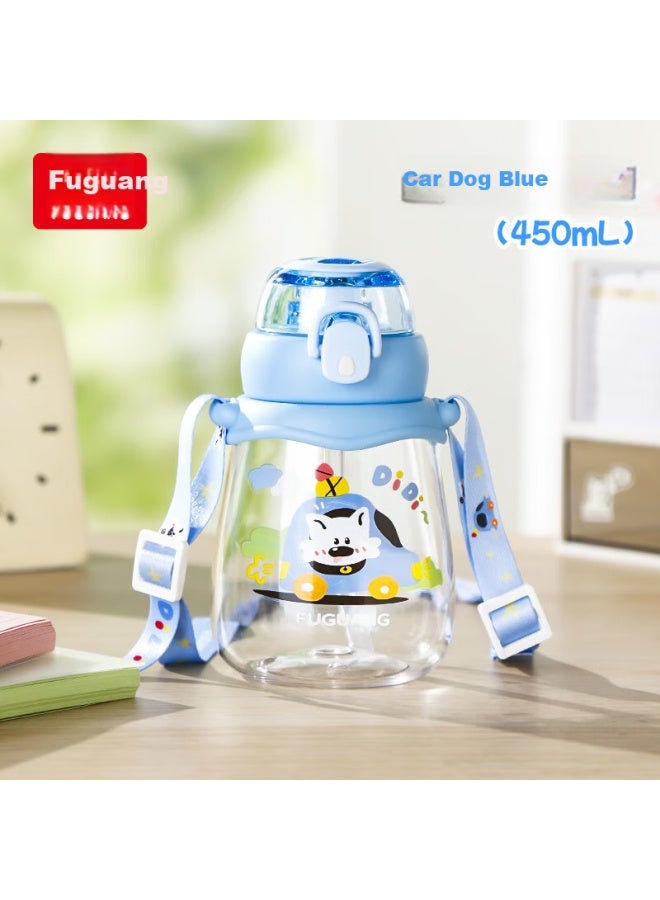 Fga Fuguang Children's Summer Water Bottle With Pop-up Lid, Straw Cup, Tritan Shatterproof, Portable Handle Strap Water Bottle For Elementary School Students - Image 1