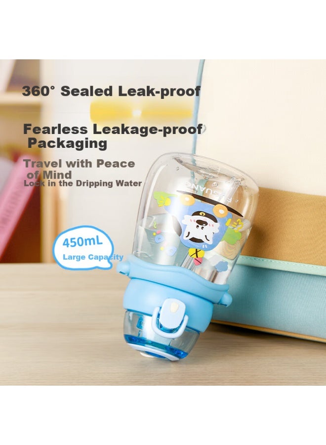 Fga Fuguang Children's Summer Water Bottle With Pop-up Lid, Straw Cup, Tritan Shatterproof, Portable Handle Strap Water Bottle For Elementary School Students - Image 4